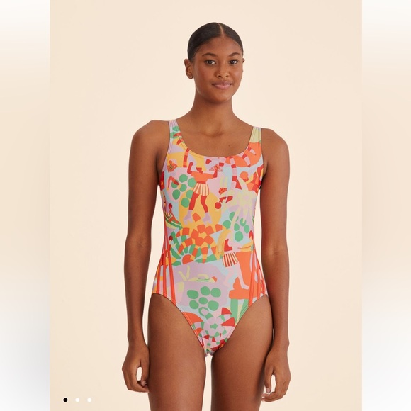 NWT Adidas x Farm Rio Swimsuit Pearl Citrine - Picture 1 of 4